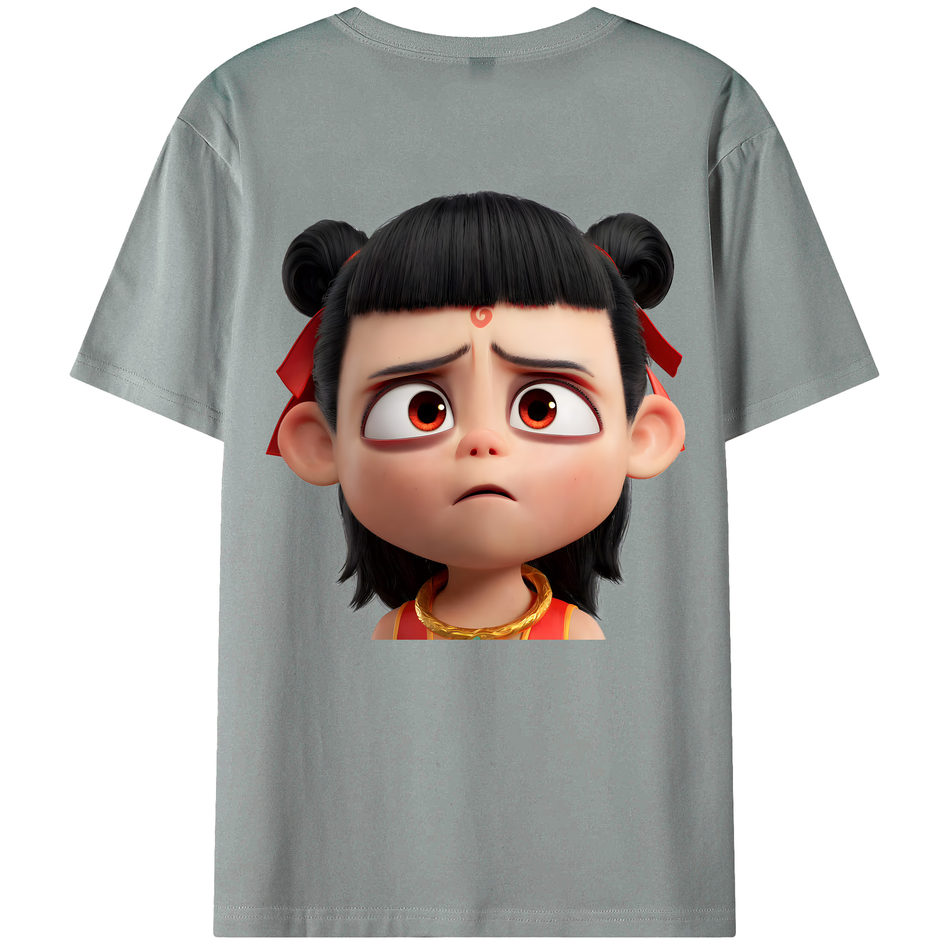 （画像用） Ne Zha 2 ナタ 魔童の大暴れ 綿100％ メンズ半袖Tシャツ（バックプリント） 通気性